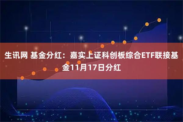 生讯网 基金分红：嘉实上证科创板综合ETF联接基金11月17日分红