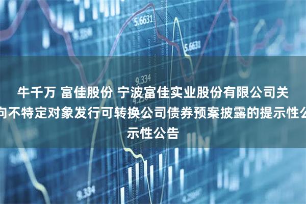 牛千万 富佳股份 宁波富佳实业股份有限公司关于向不特定对象发行可转换公司债券预案披露的提示性公告